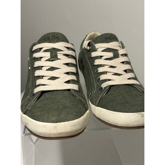 Taos Star Womens 9 Green White Shoes Sneakers Canvas Casual Lace Up Low Top - Picture 5 of 13